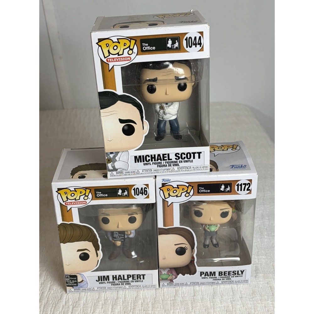 Funko Pop! Television The Office Jim #1046 Michael #1044 Pam #1172 Bundle